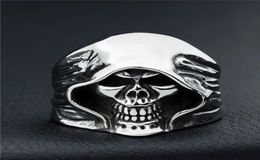 Fashion Men Skeleton Guy Punk Style Retro Grim Reaper Skull Rings High Quality 316L Biker Delivery Drop Size 6155709460