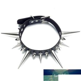 Chokers Chokers Long Spike Choker Punk Faux Leather Collar For Women Men Cool Big Rivets Studded Chocker Goth Style Necklace Accesso Dhgar