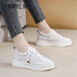 Casual Shoes XMWRLW Women's Sneakers Genuine Leather Lace Up Women White 2024 Spring Autumn Woman Wedges Female