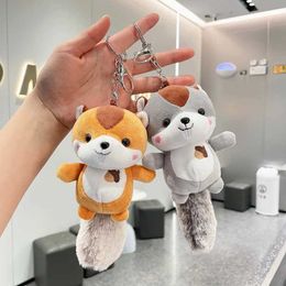 Plush Keychains Kawaii Mini Squirrel Filling Animal Pendant Decorative Keychain Keyring Backpack Squirrel Christmas Bitrhday Childrens Gift G240529