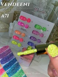 Flluorescent Glitter Sequins Nail Gel Polish Neon Color Full Coverage Pigment Nail Art Manicure Soak Off Enamel UV Gel Varnish 240523