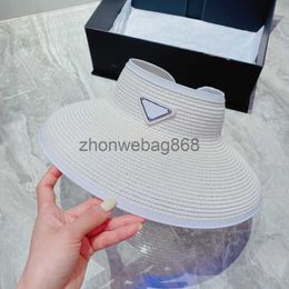 Visors Women Luxury Spring and Summer Designer Visors Handmade Straw Woven hat Holiday Travel Triangle Letter Sun Protection hats J240604