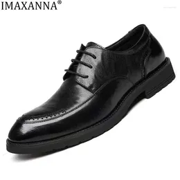 Casual Shoes IMAXANNA Men Genuine Leather Dress Fashion Formal Man Wedding Party Style Comfy Classic Design Shoe