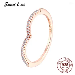 Cluster Rings Somilia-Rose Gold For Women 925 Sterling Silver Heart Zircon Wedding Engagement Ring Gift Girl Friend Fashion
