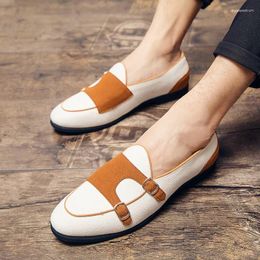 Casual Shoes Fashion Men Loafer Handmade Retro Double Monk Buckle Straps Moccasins For Leather Flat Big Size