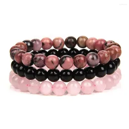 Strand 3Pcs/Set 8mm Natural Stone Bracelet Pink Zebra Jaspers Rhodonite Beads Bracelets For Women Men Jewelry Gift Healing Energy