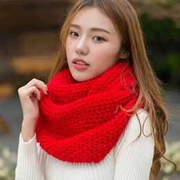 Scarves Fashion Womens Knitted Scarf Winter Warm Necklace Scarf Womens Clothing Accessories Imitation Cashmere Womens Scarf G240529