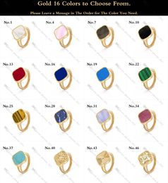 Designer Ring for Women 18K Gold Rings Inlay Mother-of-Pearl / Agate / Chalcedony Gold-Plated Never Fading Non-Allergic, 48 Colors, Store/21621802