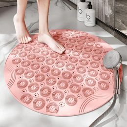 Bath Mats Non-slip Round Bathroom Mat PVC Safety Shower With Drainage Hole Massage Foot Suction Cup Floor Easy To Clean