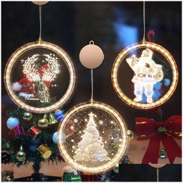 Christmas Decorations Light String 3D Hanging Led Bell Snowflake Elk Decoration Coloured Battery Display Window Drop Delivery Home Ga Dhlaw