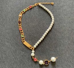 2021 Brand Fashion Jewelry Women Women Vintage Pearls Chain Colorful Crystal Pearls Chain Necklace Party Fine di alta qualità Nuovo Design2279064