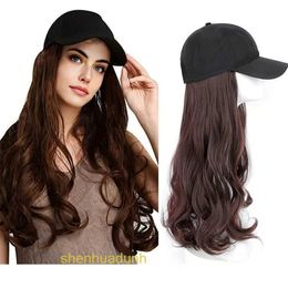 Loose Deep Wave Lace Human Hair Wigs Wig Womens Duck Tongue Hat Simulation Long Hair Big Wave Integrated Fashion Hat Wig
