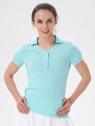 Solid Polo Shirts for Women Baseball Collar UV Protection Light Weight T-shirts for GolfTennisPadel Summer Workout Clothing 240523