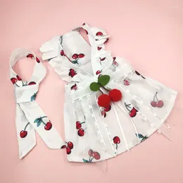 Dog Apparel Ins Cherry Pet Clothes Wedding Dress Meow Skirt Clothing Gift Bow Tie Designer
