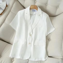 Women's Suits Summer Small Blazer 2024 Short Sleeve Korean Version Occupation Ladies Top Temperament Leisure Female Suit Coat