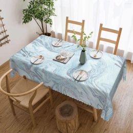 Table Cloth Rectangular Waterproof Oil-Proof Blue And Silver Marble Luxurious Tablecloth Cover 40"-44" Fit Texture Graphic