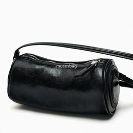 Spring New Mini One Shoulder Cylindrical Bowling Bag Crossbody Cylindrical Small Bag Large Capacity Commuter Women's Bag