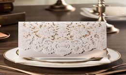 Whole1pcs Gold Red White Laser Cut Wedding Invitations Samples Elegant Lace Party Decorations Cards JJ6285783732