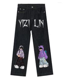 Men's Jeans Y2K Men Harajuku Vintage Baggy Pants 2024 Black Streetwear Punk High Street Hip Hop Fashion Waisted