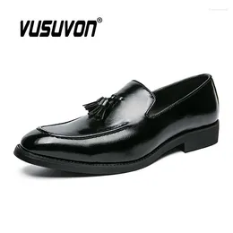 Casual Shoes Mens Tassel Loafers Genuine Leather Luxury Italian Design Boys Style Slip On Dress Party Wedding Fashion Flats