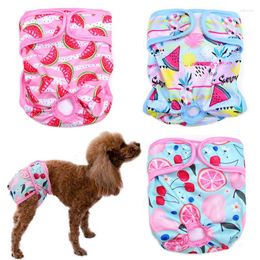 Dog Apparel Female Diapers Washable Reusable Fruit Printed Pet Physiological Sanitary Panties For Small Medium Large Dogs In Period Heat