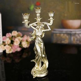 Candle Holders Classical Lady Sculpture Candelabra Decorative Polyresin Vintage Holder Dinning Table Art And Craft Ornament R1167