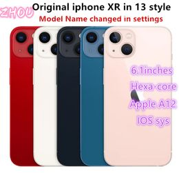 Apple Original iPhoneXR i iPhone 13 Style -telefon olåst med iPhone13 BoxCamera utseende 3G RAM 256 GB smartphone