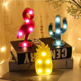Party Decoration Christmas For Home Mini Flamingo Pineapple Navidad Night Light Baby Shower Marquee LED Lamp Bedroom