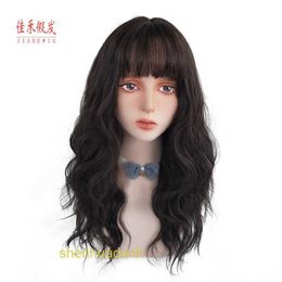 Loose Deep Wave Lace Human Hair Wigs Yiwu wig female black brown long curly hair wool curly air bangs instant noodles head live broadcast