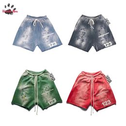 Top Quality RRR123 Shorts Men Woman Grey Blue Green Red 1 1 Casual Couple Washed Do Old Vintage Heavy Fabric Joggers 240603