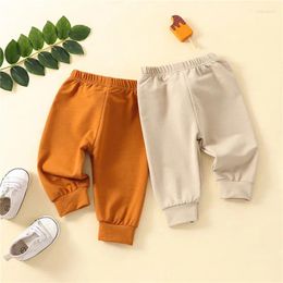 Trousers 0-24months Unisex Baby Spring Autumn Long Pants Solid Colour Elastic Band Bobble Loose For Infant Girls And Boys