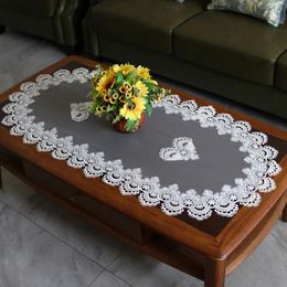 Table Cloth British Style Modern Oval Transparent Lace Tablecloth Kitchen Bar Counter Tea Shoe Cabinet Cover Wedding Decoration