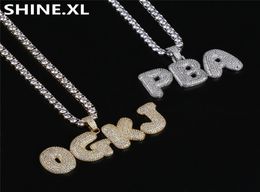 Hip Hop Custom Name Combination Letter Name Pendant Necklace Micro Cubic Zirconia Gold Silver Colour Copper Pendant Necklace2809430