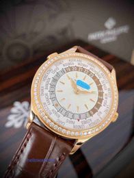 Potiky Phelipel watch luxury designer New Complex Function World Time Rose Gold Original Diamond Set Automatic Mechanical Womens Watch 7130R