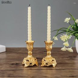 Candle Holders 2Pcs/set Gold/Silver Color Zinc Alloy Carved Wedding Gift Metal Candelabra Home Table Decoration Party Ornaments