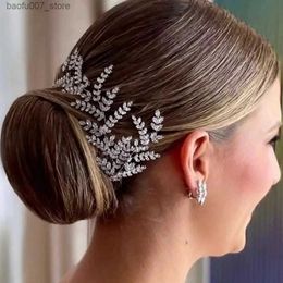 Headwear Hair Accessories Luxury Wedding Hair Comb Bride Headband Cubic Zirconia Bridal Hair Clip Headpieces Prom Party Women Hair Jewellery Accessories Q240605