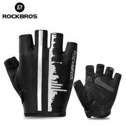 Cycling Gloves ROCKBROS Summer Cycling Half Finger Gloves Anti-slip Breathable Bicycle Gloves Men Women Anti-sweat Reflective Bike Gloves 2460522