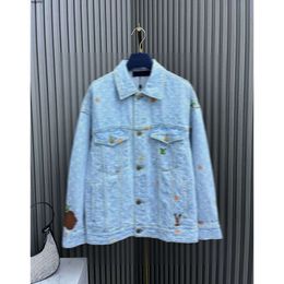 Designer Denim with Leather Tag Luxury Brand Womens Long Loose Jacket Lapel Button Jackets Fashion Street Clothingkbgu.