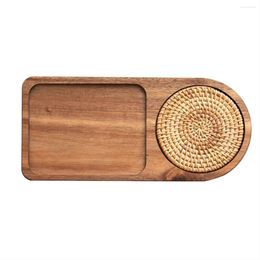 Jewellery Pouches Coffee Tray Wood Plate Breakfast For Serving Food Hospitality Coffeeware Teaware Decor Table Decoration Accessory B