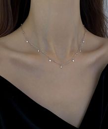 Real 925 Sterling Silver Earring Geometric Round Choker Necklace For Fashion Women Minimalist Fine Jewellery Cute Accessories girl g1131130
