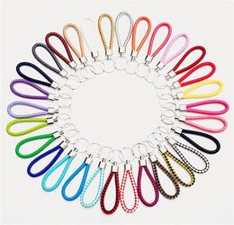 30 Colour PU Leather Braided Woven Keychain Rope Rings Fit DIY Circle Pendant Key Chains Holder Car Keyrings Jewellery accessories 935852481