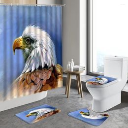 Shower Curtains Cartoon Animal Bird Eagle Butterfly Flower Parrot Bathroom Sets Creative Printing Rugs Non-slip Bath Mats Carpet