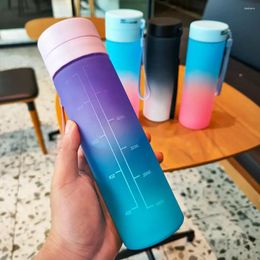 Water Bottles 600ML Gradient Sports Bottle For Girls Plastic With Straw Portable Drinking Outdoor Travel Gym
