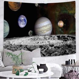 Tapestries Simsant Tapestry Outer Space Planets Dragon Flame Art Wall Hanging For Living Room Home Decor Banner