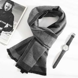 Scarves 203 Fashion 180 * 35cm Mens Scarf Autumn Thick Warm Cashmere Business Long Packaging Boys Classic Shawl Free Delivery Silencer G240529