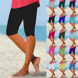 Women's Leggings Capri For Women Knee Length Summer Cropped Pants Casual Solid Comfy Capris