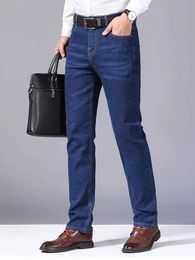Men's Jeans Mens brand elastic jeans 2024 new classic business style casual slim fit denim pants black blue Trousers mens jeans size 28-40 Y240603L6UU