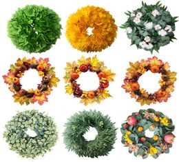 Eucalyptus Wreath Autumn Harvest Plant Garland Ginkgo Leaf Fruit Wreath Valentine Flower Gypsophila Wreath Home Office Wall Decora5038317