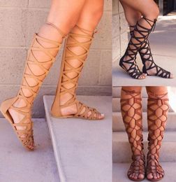 2020 2 Цветные римские сандалии сандалии женщины колена высокая плоская сандалия ботас фемининас женская обувь девочкам летняя лодыжка ботинка3649005