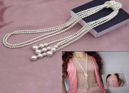 Mode Süßwasserperlen weißer Tropfen Perlenkette Perlen Langketten Seil Bead1408213